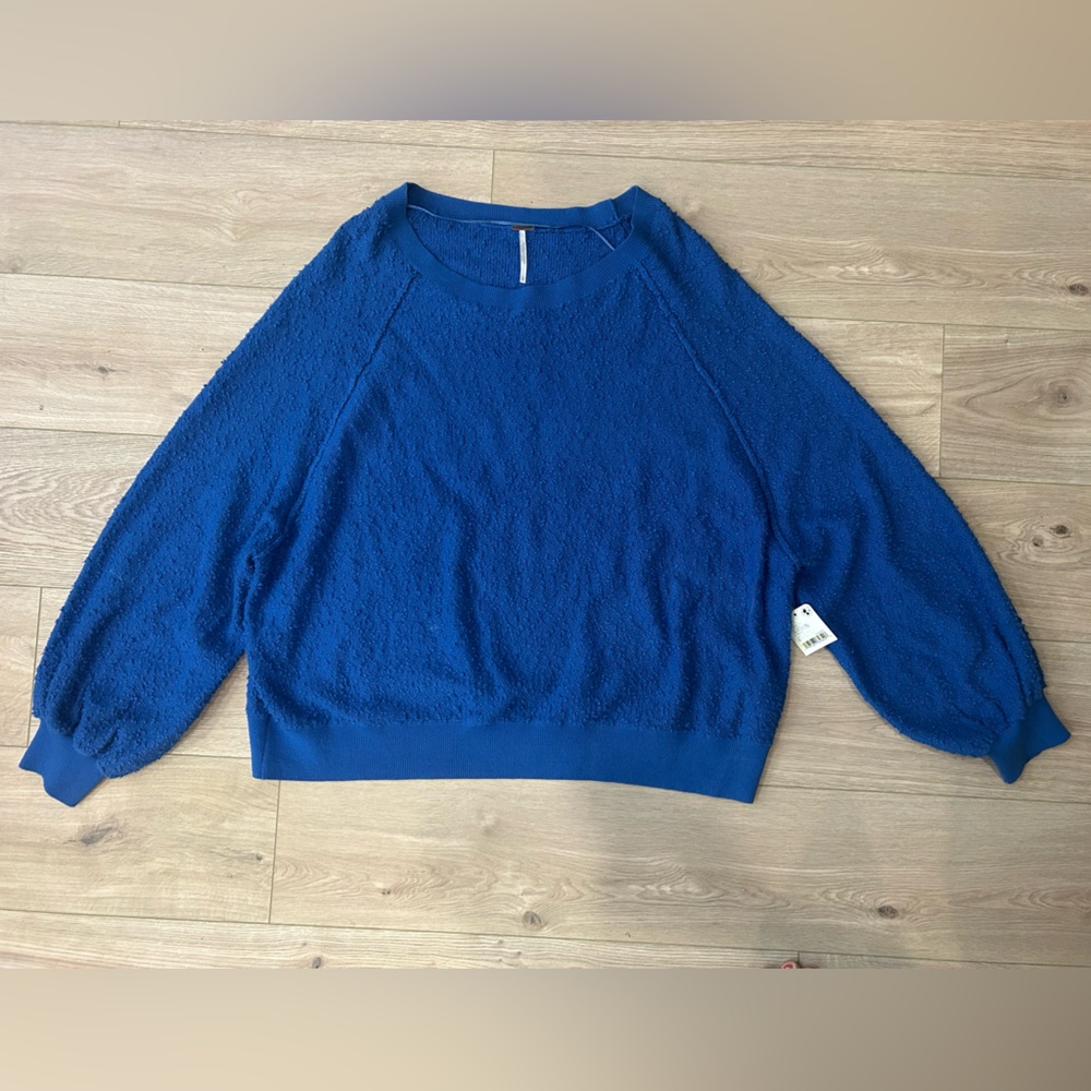 Free People Women's Blue Crewneck Sweater